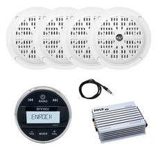 Enrock Marine Gauge Wireless Receiver, 4x 4'' 100W Speakers, Amplifier, Antenna