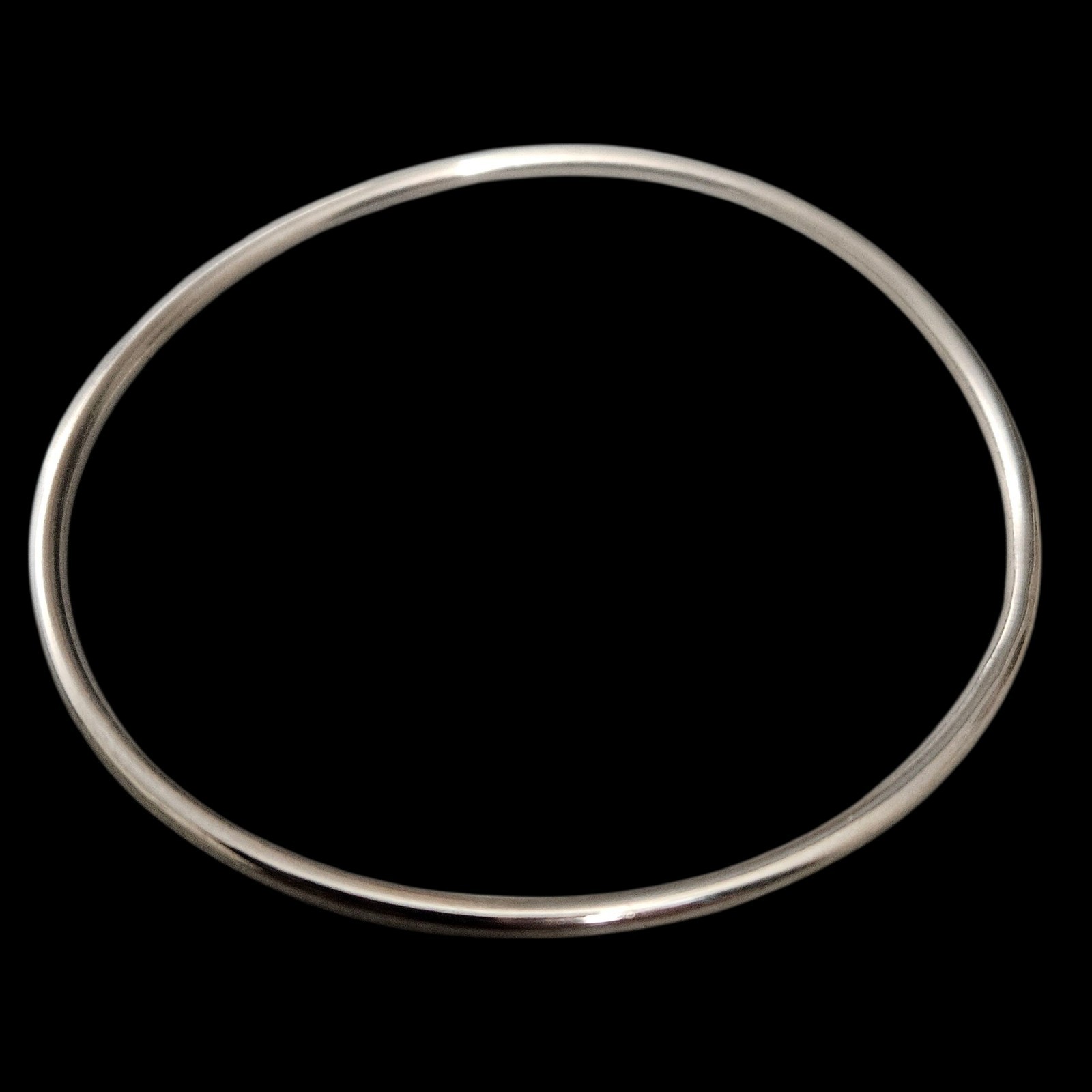 Sterling Silver Solid Round Bangle Bracelet - Siz… - image 1