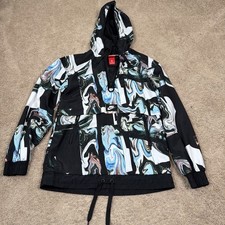 Nike Anorak Jacket Womens XS Marble Print Black/Multi Half-Zip Hooded Running
