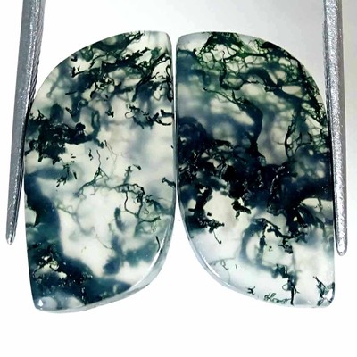 23.00Cts Natural Green Moss Agate Pair Fancy Loose Gemstone