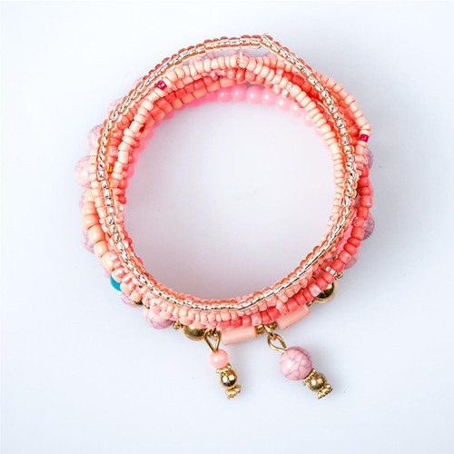 Bohemian Armbänder für Damen Stretch Mehrlagig Bunt Perlen Armband Perlen C - Bild 4 von 5