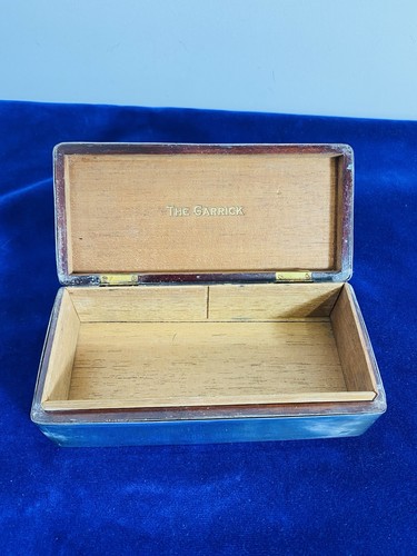 Antique Silver Cigarette or Cigar Box Wood Lined (The Garrick) - Picture 2 of 7