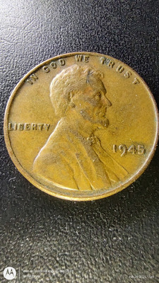 1945 No Mint Mark Wheat Penny Circulated EXTREMELY RARE 1c and Reverse Grease 