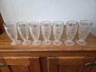Jeannette Iris & Herringbone Clear Footed Tumbler Depression Glass Set of 7