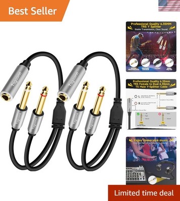 2-Pack 1/4 Inch TRS Stereo Splitter Y Cable, 1 Foot, Dual 6.35Mm Mono Jack Adapt