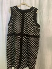 Talbots Womens 22w Petite Black And White Patterned Dress