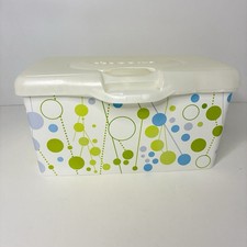 Huggies Baby Wipes Container EMPTY Wipe Case Holder White Green Blue Dots
