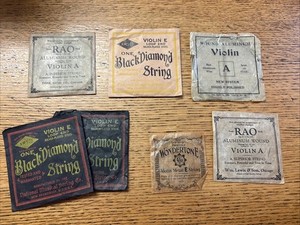 Vintage violin string, black, diamond, wonder tone, RAO
