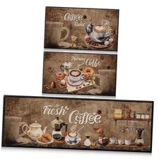 Rugs for Kitchen Floor, Kitchen Mats for Floor 3 Pieces Non-Slip, Coffee