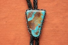 Vintage Hand Made Sterling Silver Turquoise Western Bolo Tie