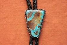 Vintage Hand Made Sterling Silver Turquoise Western Bolo Tie