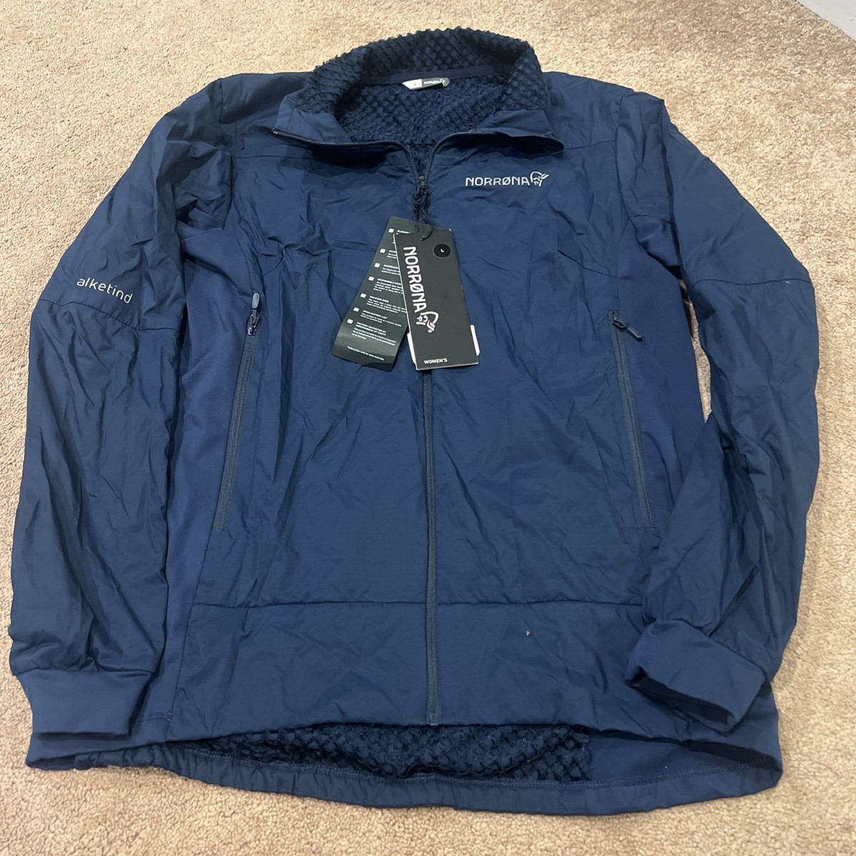Norrona Falketind Navy Jacket Octa New Large Women Tags Run Hike 