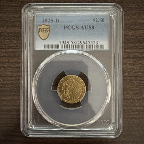 PCGS 1925-D AU58 $2.50 Indian Head Gold Quarter Eagle