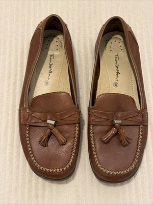 THOM MCAN LEATHER TASSEL LOAFERS Size 8W Women's Slip On Light Brown Tan 21290