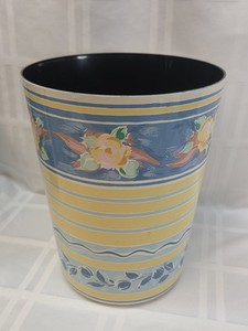 HTF 1990s Vintage Croscill Fiesta Floral Waste Basket Trash Can w/ Plastic Liner