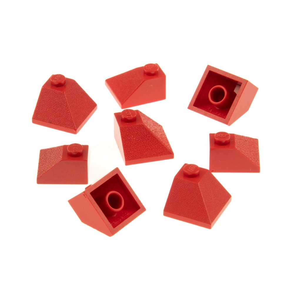 8x Lego Roof Tile 45° 2x2x1 Red Corner Slope Bricks Rough 304521 3045