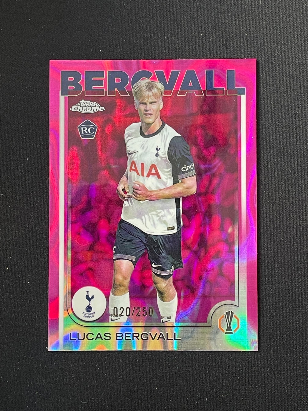Lucas Bergvall 2024-25 Topps Chrome UEFA Pink Lava Refractor 020/250 RC #112