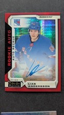 2018-19 O-Pee-Chee Platinum Marquee Rookies Red Auto Lias Andersson Rangers /50