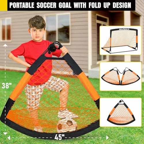 2 Pack Kids Soccer Goal Pop Up Net with Ball Cones