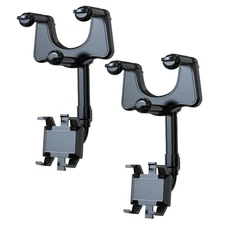2 Pcs Vehicle Cell Phone Holder Adjustable Rearview Car Mirror Clip