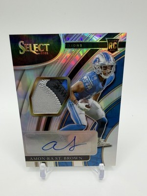 2021 Panini Select Amon-Ra St. Brown RC Auto RPA Lions 14/199 Jersey # Match 1/1
