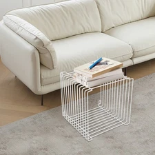 Linear Side Table Square Geometry Retro End Desk Multi-Purpose Tables Furniture