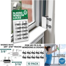 10 Pack Sliding Window Locks Aluminum Stoppers Vertical Horizontal No-Drill