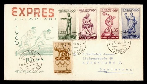 DR WHO 1960 ITALY FDC OLYMPICS SPORTS CAPITOLIUM CACHET COMBO M68155