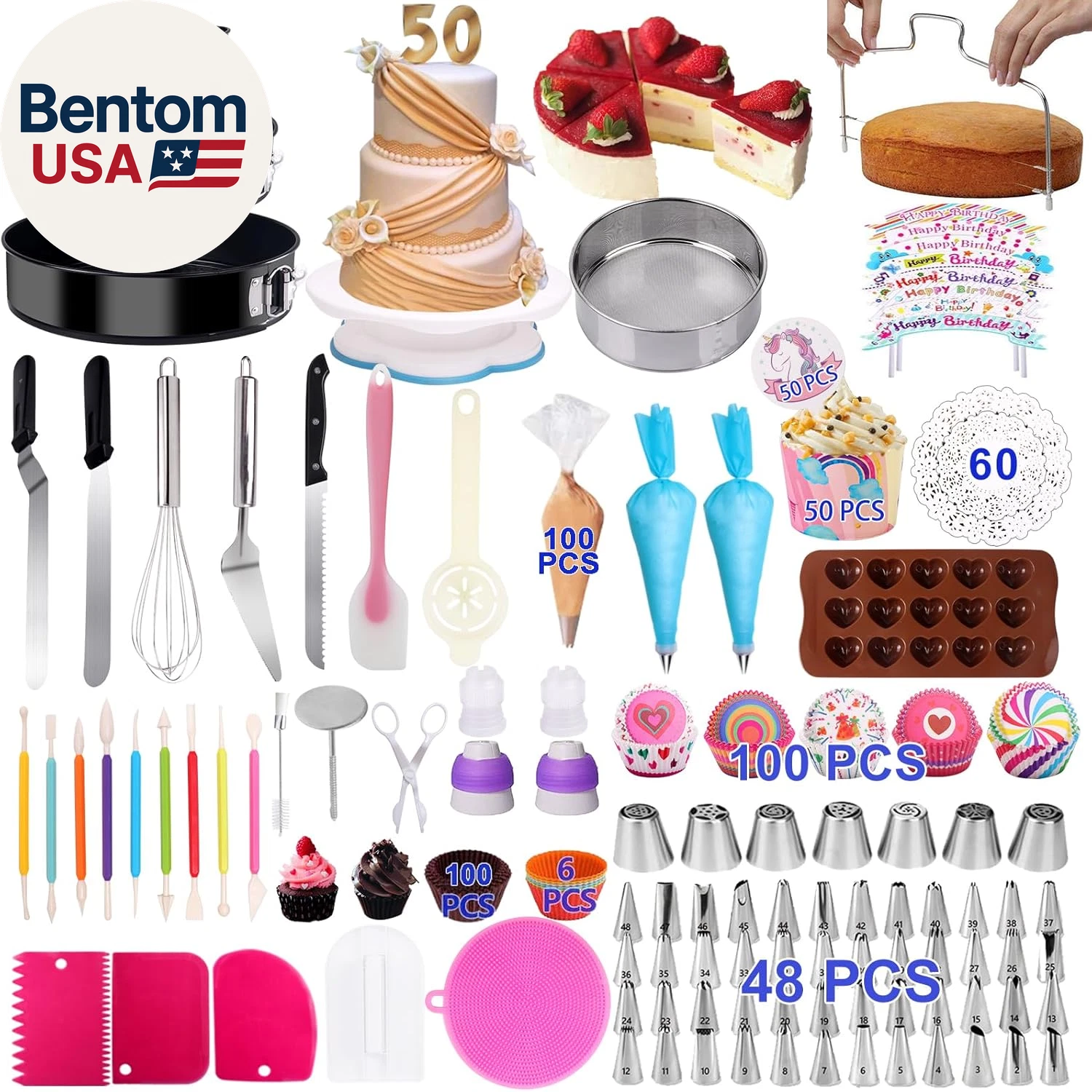 Cake Decorating Kits 567 PCS Baking Set with Springform Pans Set, Rotating Turnt
Opens in a new wind