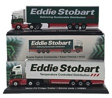 2X ATLAS EDDIE STOBART 1/76 OO SCALE DIECAST TRUCKS SCANIA TOPLINE VOLVO FRIDGE