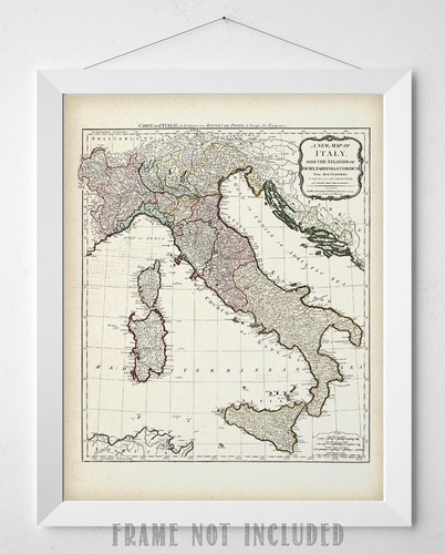 1794 Italy Map Poster 11x14 Unframed Vintage Cartography Historical Wall Art - Picture 4 of 9