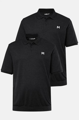 Men Plus Herren große Größen Poloshirts 2er Pack Bauchfit Basic Piqué