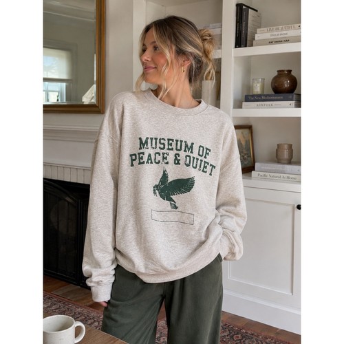 Museum of Peace & Quiet Sweatshirt Womens Oversized Collegiate Graphic Crewneck