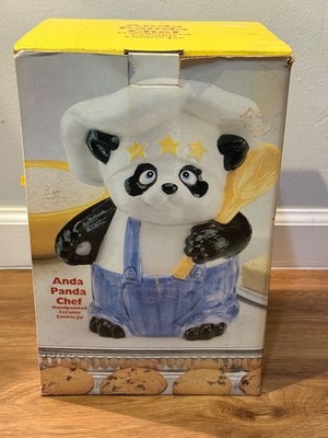   Anda Panda Chef Cookie Jar Handpainted Ceramic Le Grand Cuisinier NIB