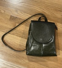 Dark Green Backpack with Zipper Accents, Silver Hardware, Inner Pockets