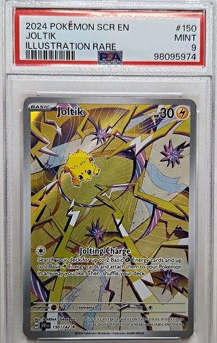 Pokemon TCG 2024 SV07 Stellar Crown EN Joltik #150/142 IR Holo PSA 9