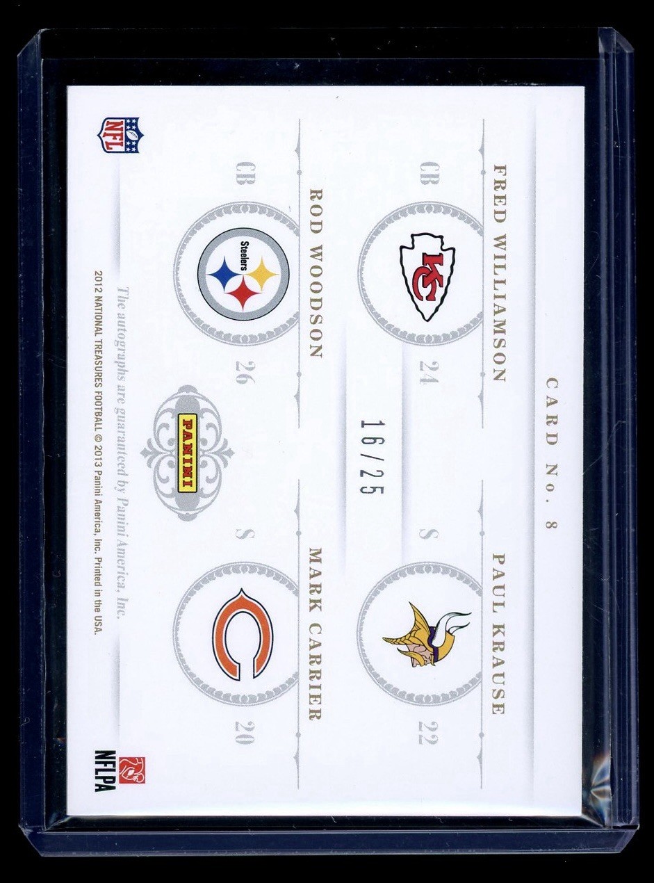 2012 National Treasures Prime Quads Woodson Carrier Williamson Krause Auto /25 view 2