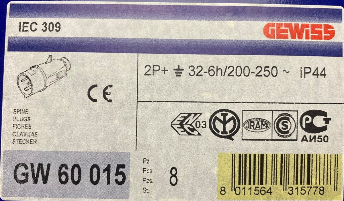 Gewiss Presa Elettrica Esterna IP44 - 2 Poli + Terra, 32A, Blu/Bianco Per Esterni - Foto 9