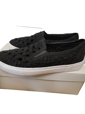 1. STATE ''Delphin'' BLACK Braided Slip-Ons 8.5M Microsuede Elastic 