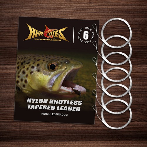 HERCULES 6 Pack Fly Fishing Tapered Leader Clear Line with Loop 0/1/2/3/4/5/6/7X - Foto 12 di 17