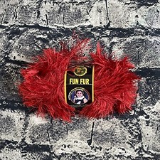 Lion Brand 113 RED Fun Fur Yarn Eyelash 100 Polyester Novelty