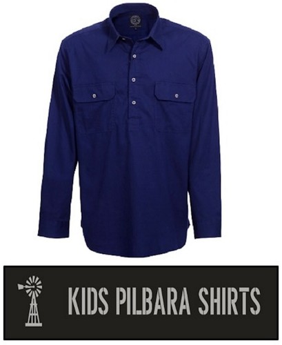 RITEMATE - PACK of 2 - PILBARA CLOSED FRONT LONG SLEEVE *KIDS* SHIRT - RM400CF - Picture 6 of 23