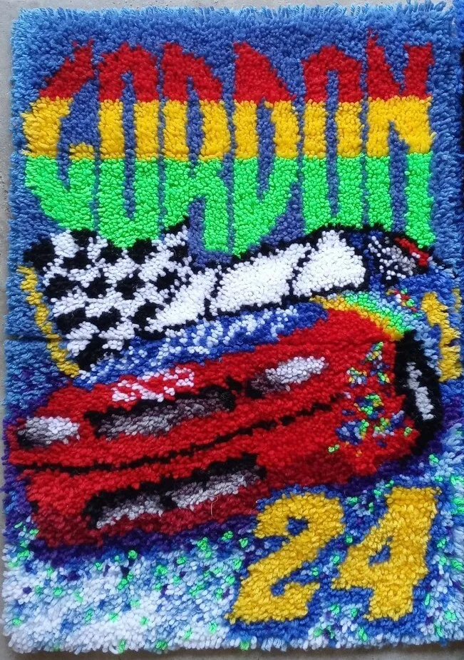 Handmade NASCAR 29x20 Wall Tapestries Hanging Rug Dale Earnhardt Jeff Gordon Foto 3 de 4