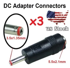 x3 Copper DC Power Connector 5.5mmx2.1mm Female to 3.5mmx1.35mm Male Adapter(HR)