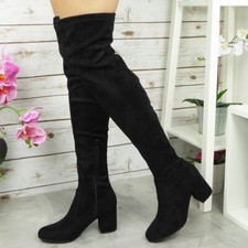 Thigh High Boots Ladies Over The Knee Mid Heel Office Womens Casual  Shoes Sizes