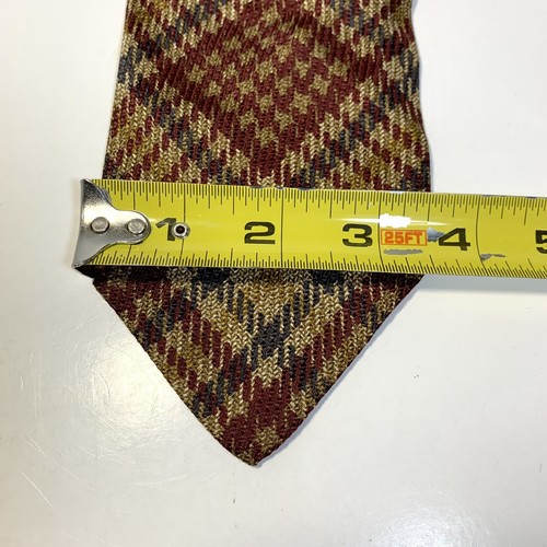 VTG ABERCROMBIE & FITCH Tie 100% Silk Hand Made IN THE USA 90's Brown Tan Plaid - Picture 8 of 9