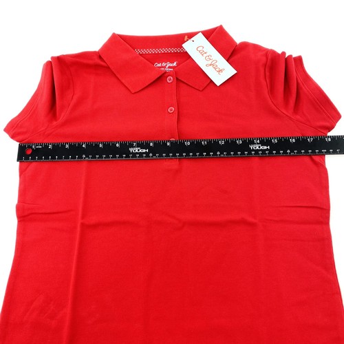 Cat & Jack Girls Size L Plus 10/12 Uniform Polo Shirt Collar Red - Picture 6 of 9