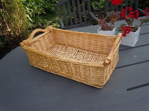Large Honey Bamboo Wicker Storage Basket Woven Hamper Tray 57cm x 33cm x 22cm - Picture 3 of 10