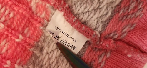 Kerstin Adolphson Kids Size 130 (8-9) Pink Knit Wool Zip Sweater Reindeer - Picture 5 of 7