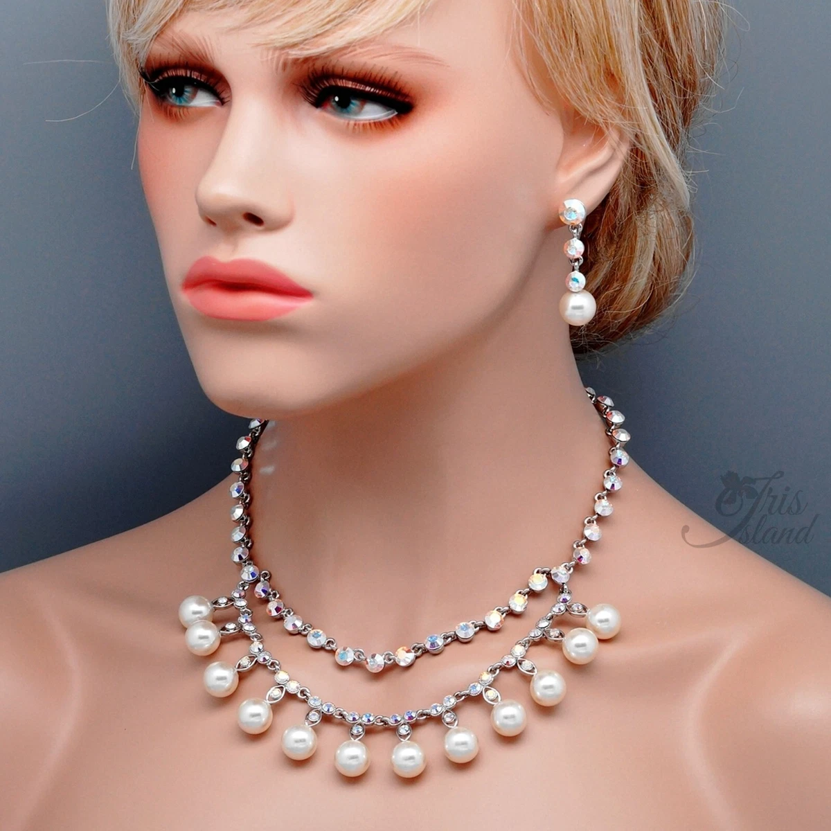 Women pearl necklace, bracelet, wedding and baby shower Broch - Women -  1764016873